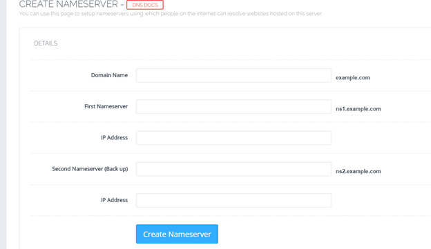 how to create nameservers in cPanel