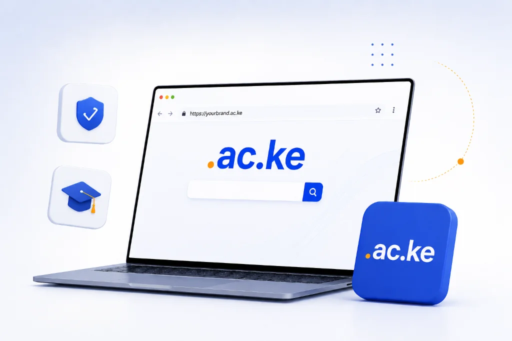 ac.ke domain academic registration mockup