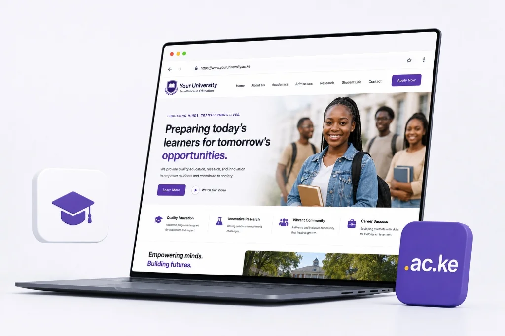Official academic portal preview on a laptop
